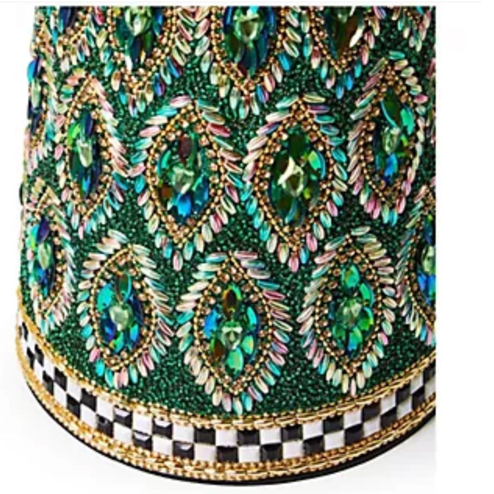 Mackenzie-Childs Emerald Luxe LARGE AND MEDIUM Beaded Cone Trees. New in Box. - Picture 3 of 16